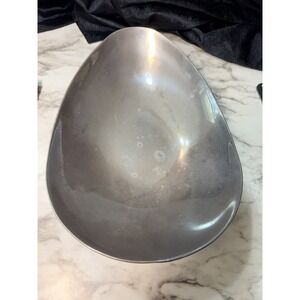 SILVERTONE EGG SHAPE METAL BOWL 10.5 L x 7.5 W x 2.5 H (2856)